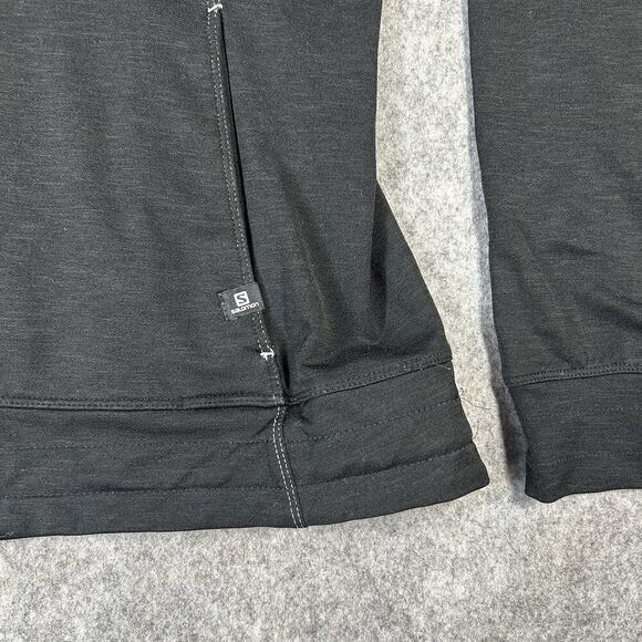 Salomon Hoodie Womens Medium Front Pocket Athletic Actitherm Hiking Shirt Black - Picture 3 of 9